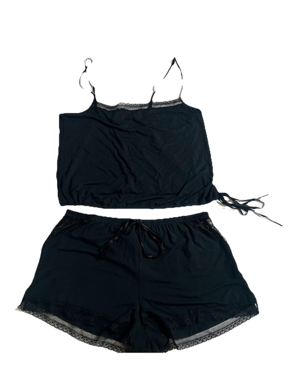 Victoria's Secret Black Lace-Trim Cami & Short Pajama Set